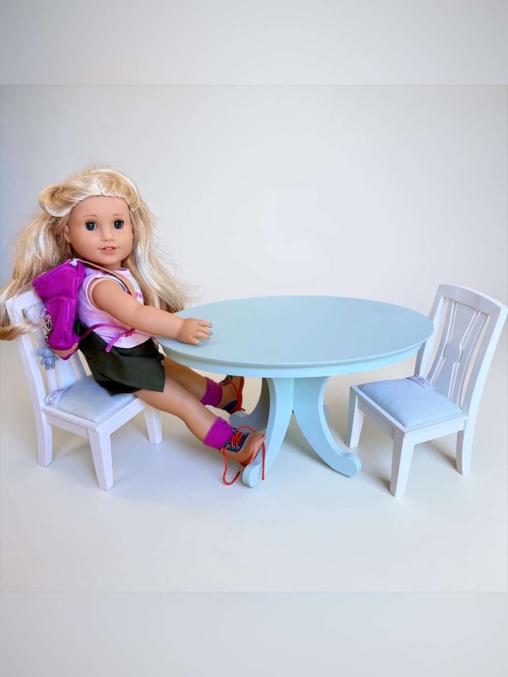American girl dining table and chair set retired 2014 wooden